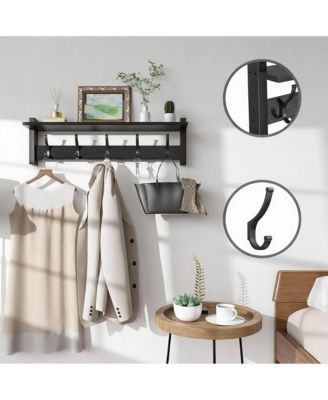 5-Hook Wall Coat Rack with Shelf, 80 lbs Capacity