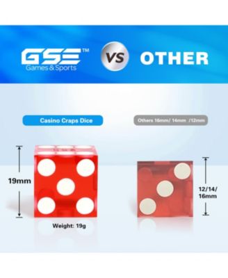 19mm Vegas Casino Style Craps Dice Set of 5 with Razor Sharp Edges