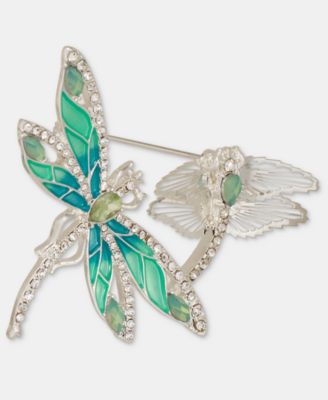 Crystal & Stone Flying Dragonflies Pin 