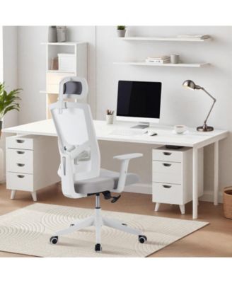 Heavy Duty Ergonomic Office Chair, Adjustable Headrest & Lumbar Support, Flip-Up Arms Desk Chair