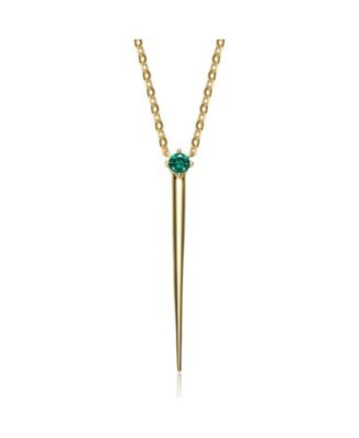 14K Gold Plated Sterling Silver Green Linear Necklace and Earring Set