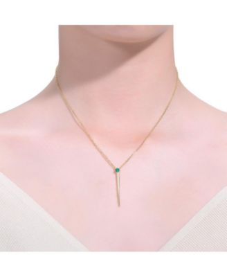 14K Gold Plated Sterling Silver Green Linear Necklace and Earring Set