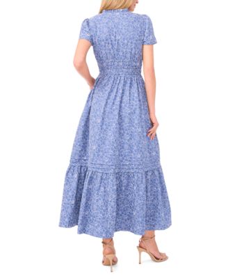 Women's V-Neck Short-Sleeve Maxi Dress