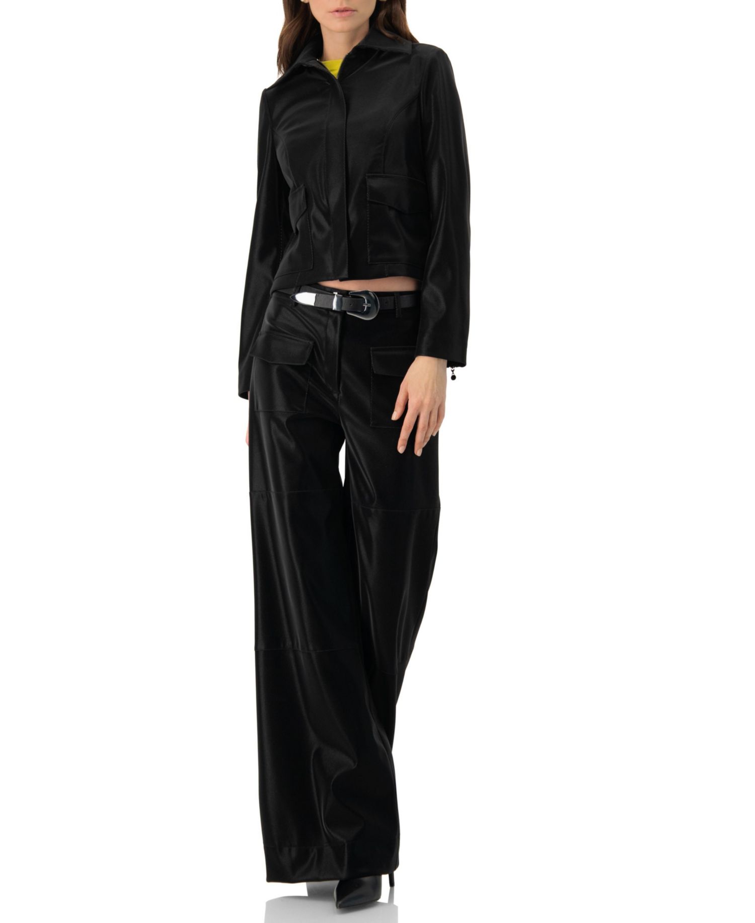 Women's High Shine Semi-Flared Trousers