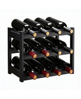 Bamboo Wine Rack for 12 Bottles - Sturdy, Fresh, Space-saving