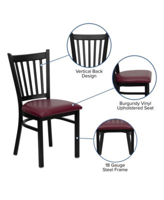 Vertical Back Metal Restaurant Dining Chair