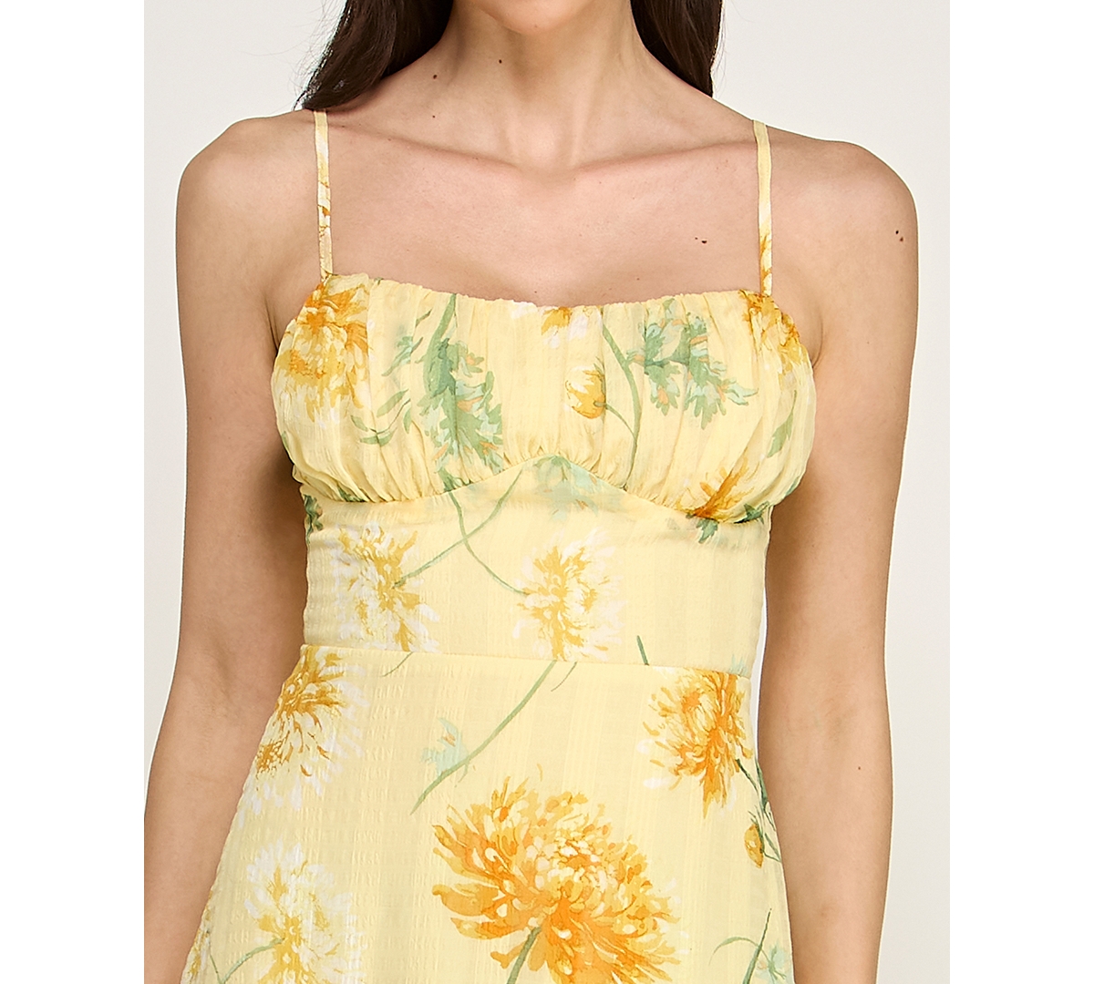 Trixxi Juniors' Sleeveless Bungee Back Asymmetrical Maxi Dress