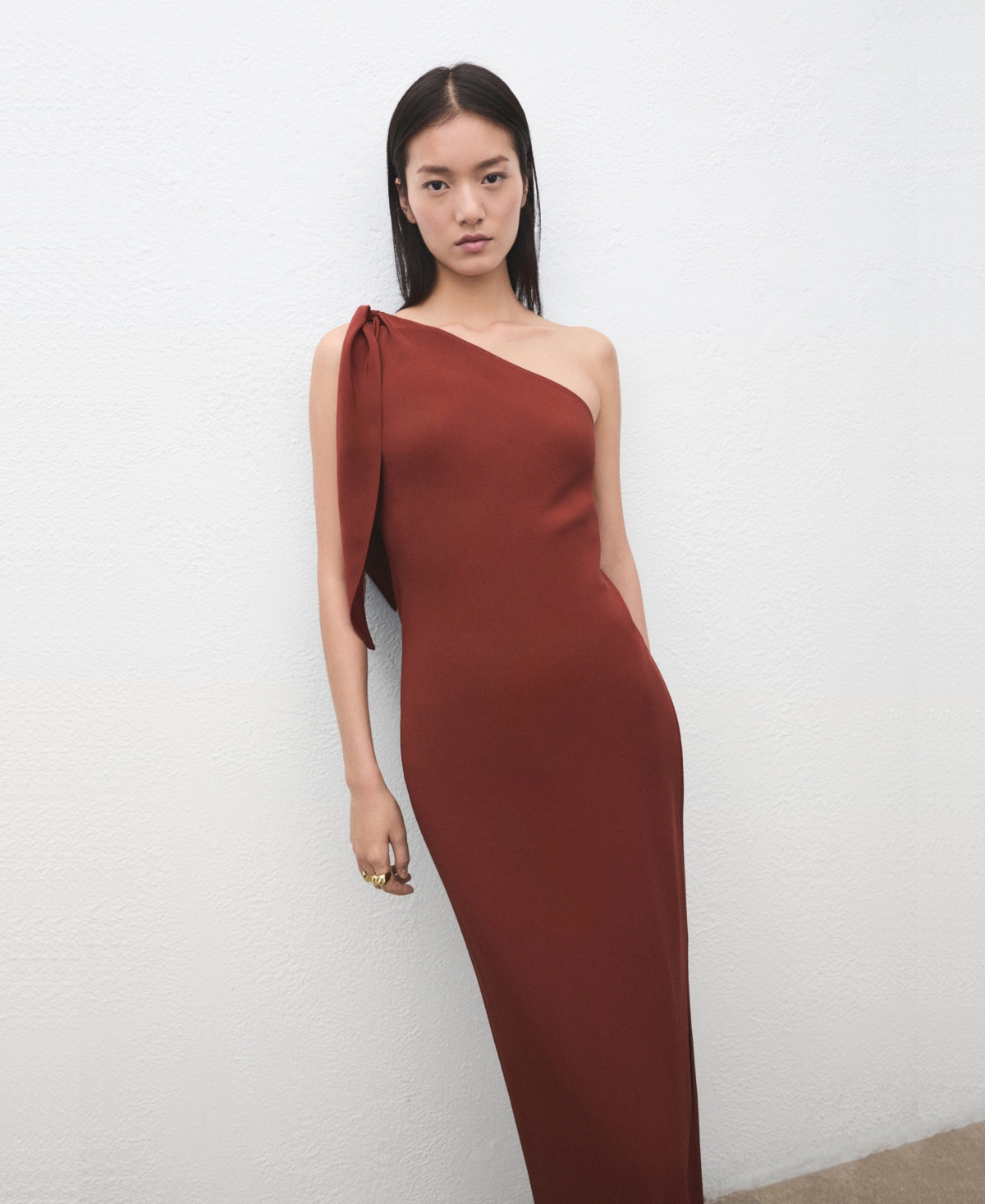 Mango Women's Knot Strap Asymmetrical Dress