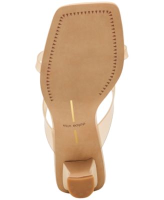 Women's Brevel Vinyl Jelly Thong Low Block Heel Dress Sandals