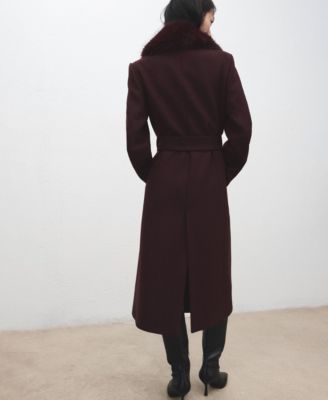 Women's Fur Collar Manteco Wool Coat