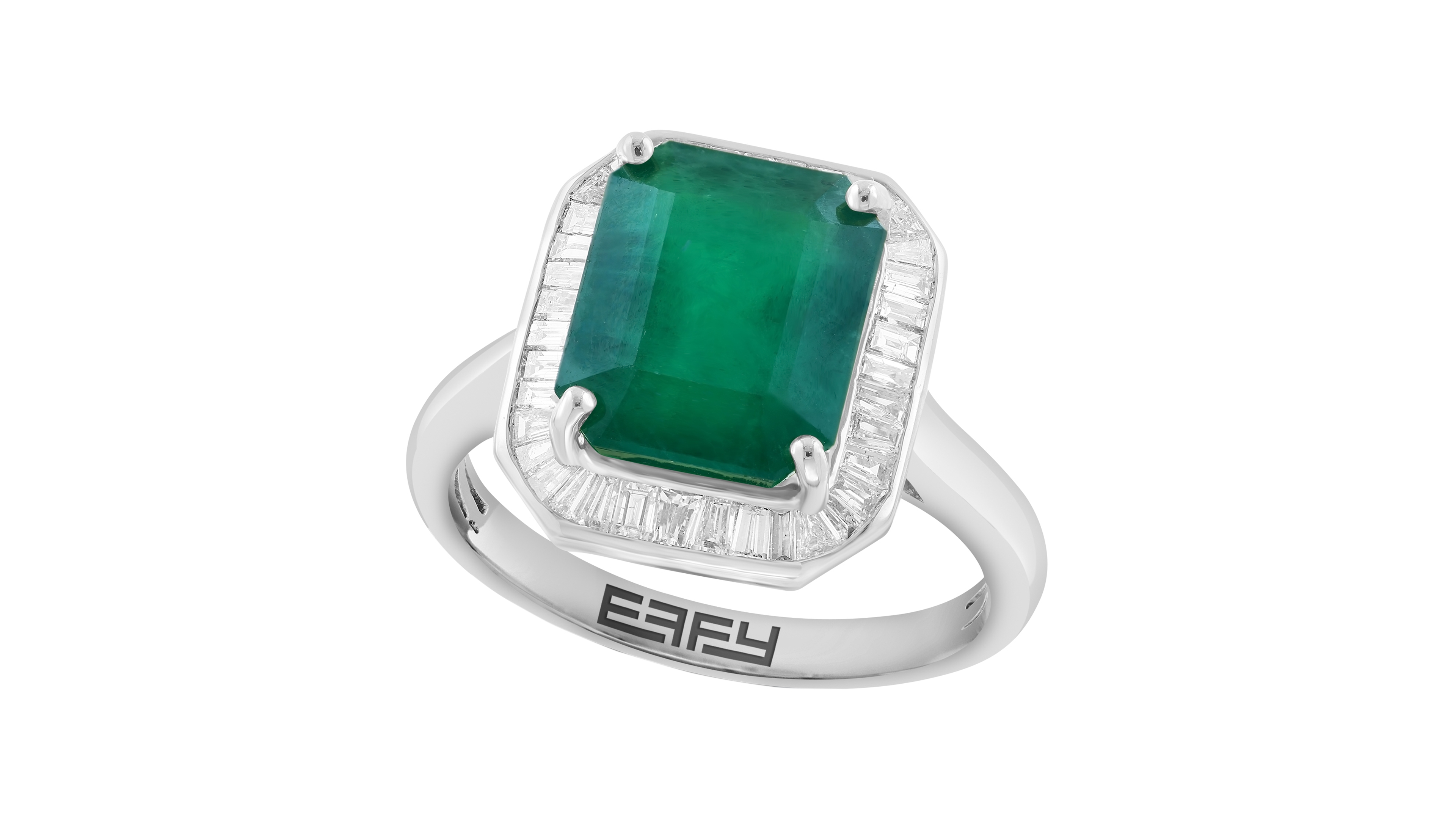 Effy Collection Diamond (5/8 ct. t.w.) and Emerald (4-1/4 Ring 14k White Gold