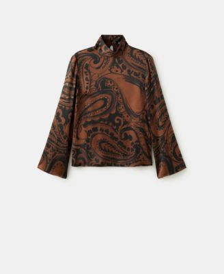 Women's Paisley-Print Satin Blouse