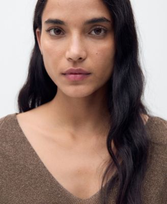 Women's V-Neck Lurex Sweater