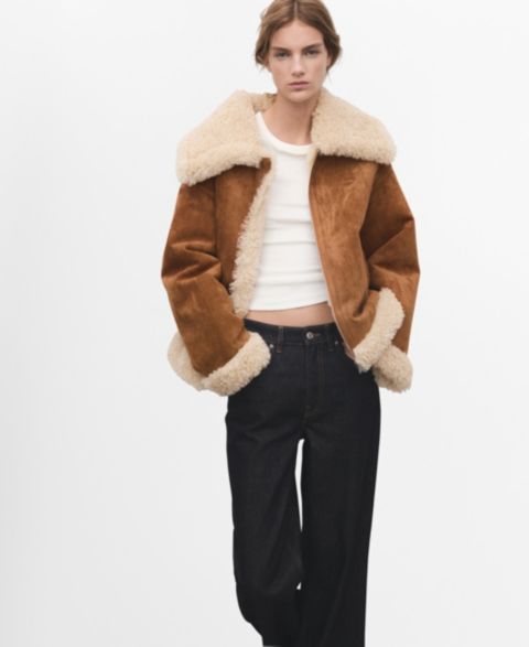 Женские куртки MANGO Double-Faced Shearling Jacket