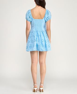 Juniors' Corset Drop Waist Fit & Flare Dress