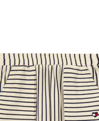 Girls' Toddler 2T-4T Popcorn Pique Oversized T-Shirt & Striped Wide Leg Pants, 2-Piece Set