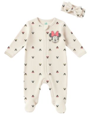 Baby Girls' Minnie Mouse Sleep and Play & Bow Headband, 2-Piece Set