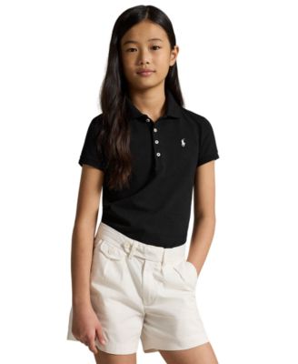 Girls 7-16 Stretch Cotton Mesh Polo Shirt
