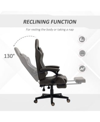 Racing Gaming Chair Diamond PU Leather High Back Swivel Recliner with Footrest