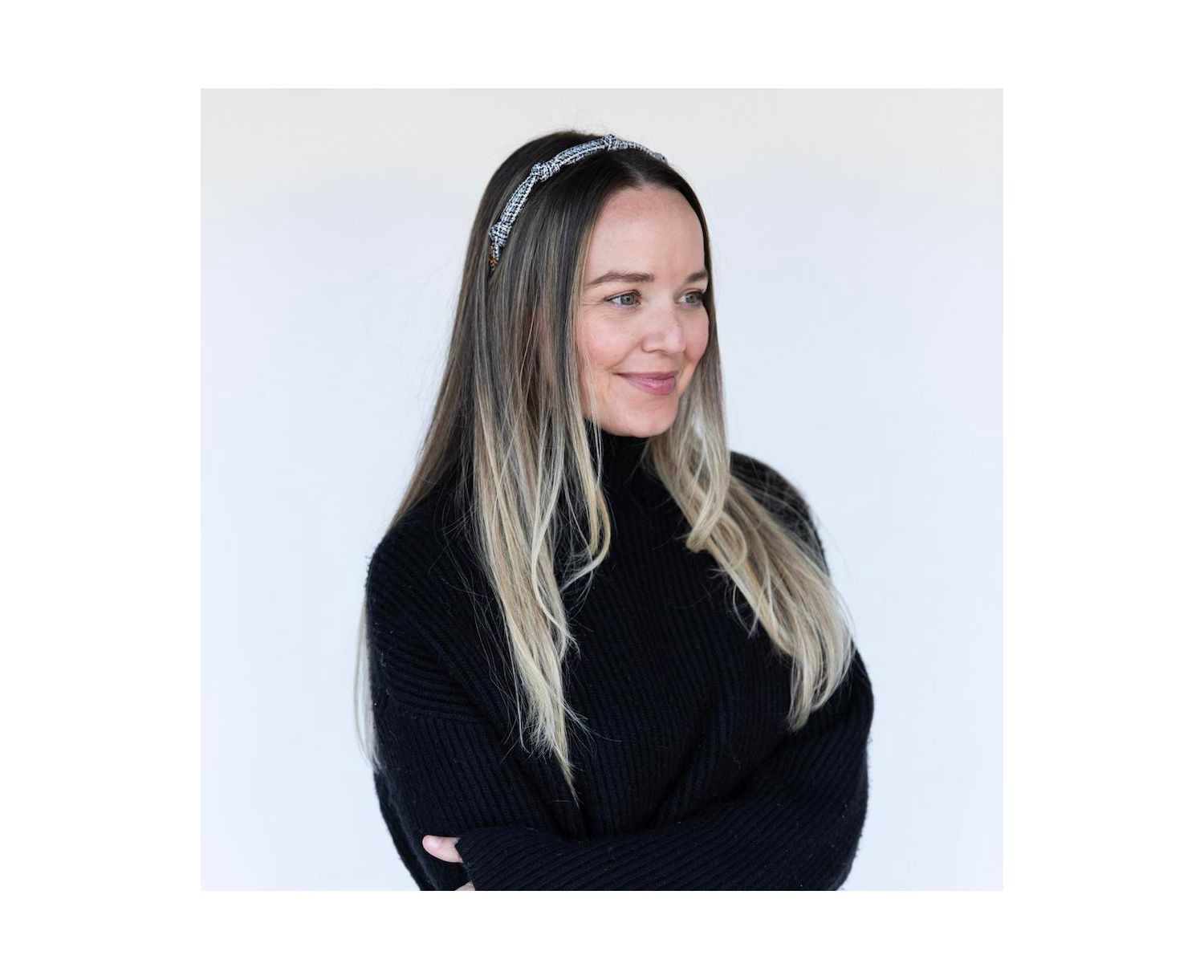 Women's Knotted Tweed Headband - Black Ivory