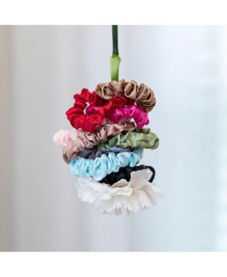 Women's Satin Scrunchie Set - Hot Pink, Light Pink, Mauve