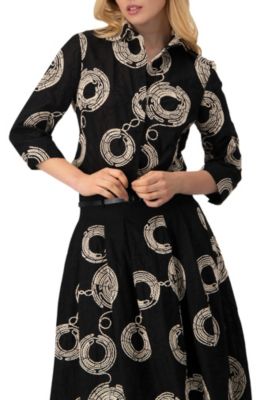 Women's Cropped Shirt with Circular Embroidery