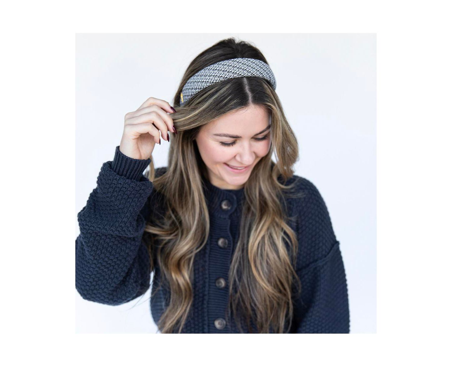 Women's Classic Padded Tweed Headband - Black Ivory