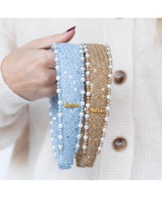 Women's Classic Pearl Headband - Sky Blue