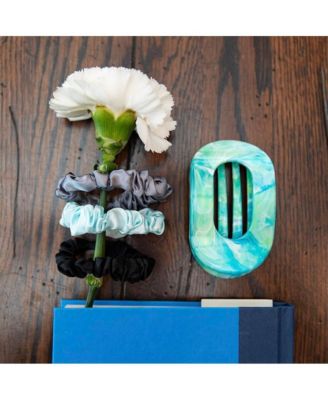 Women's Satin Scrunchie Set - Black, Gray, Light Blue