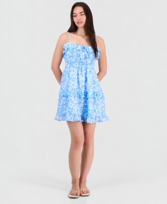 Juniors' Tiered Smocked Mini Dress