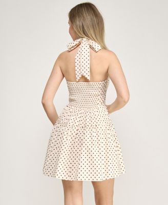 Juniors' Halter Neck Twist Front Mini Dress