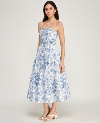 Juniors' Strapless Fit & Flare Midi Dress