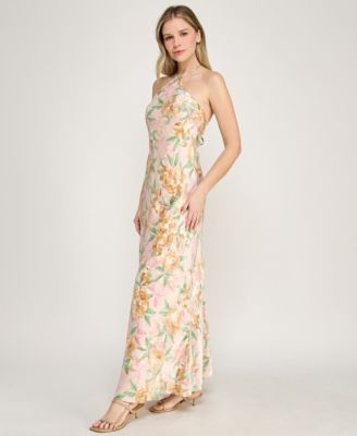 Juniors' Halter Neck Maxi Dress