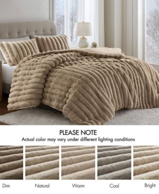 Jasmine Faux Fur Reverse to Velvet 3-Pc. Comforter Set, Full/Queen