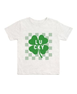 Little Boys Lucky Shamrock Checkered St. Patrick's Day Short Sleeve T-Shirt