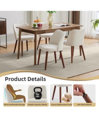 Kitchen Table Set of 2 Beige Linen Dining Chairs for Dining Room, Home Office, Living Room