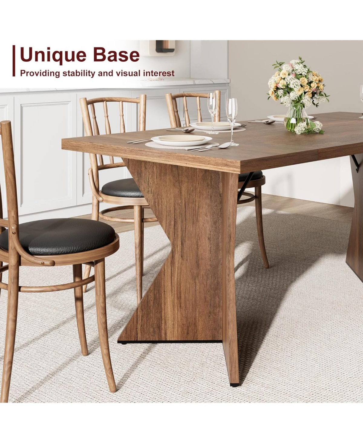 Gaomon Kitchen Table Brown 71 Inch for 6 Long Walnut Wooden Dining and Kitchen Table