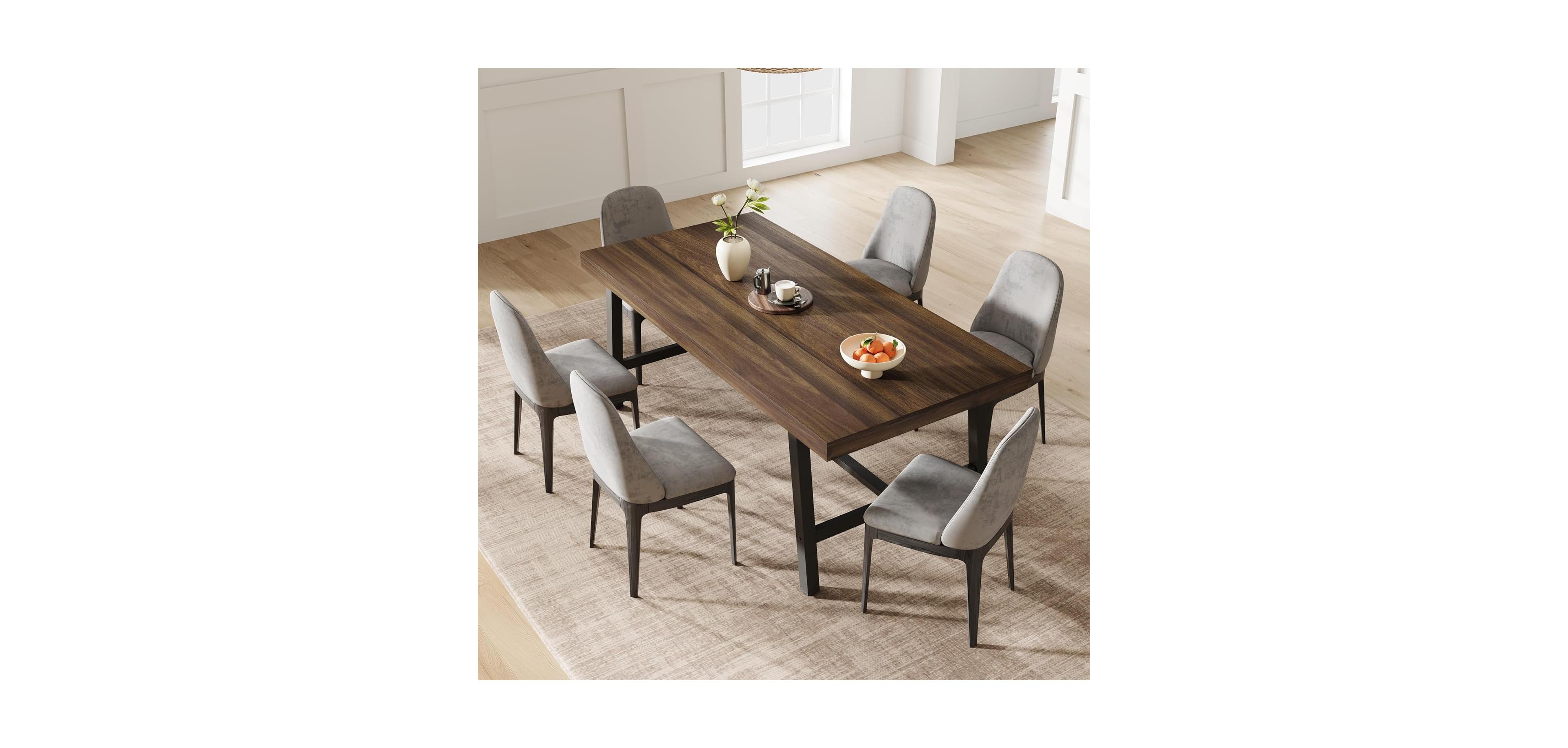 Gaomon Kitchen Table Brown 70.87 inch Large Rustic Wood Dining Table for Dining Room, Home Office, Living Room