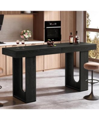 Bar Table, Modern Counter Height Pub Table, Rectangular Home Coffee Bar Unit with Sturdy Legs