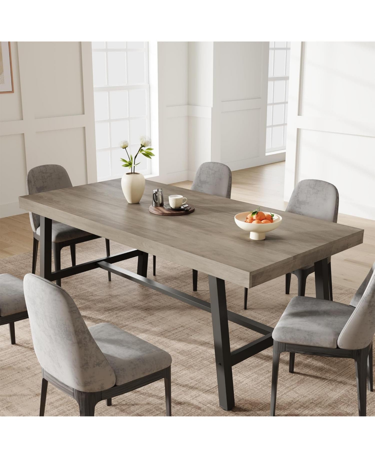 Gaomon Kitchen Table Gray 70.87 inch Large Rustic Wood Dining Table for Dining Room, Home Office, Living Room