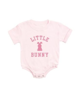 Baby Girls Little Bunny Rose Easter Short Sleeve Romper