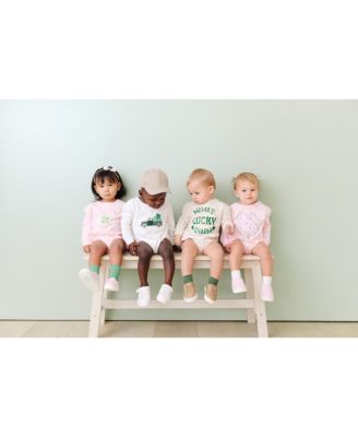 Baby Boys Shamrock Truck Patch St. Patrick's Day Long Sleeve Romper