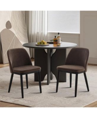 Kitchen Table Set of 2 Grey Fabric Dining Chairs for Dining Room, Home Office, Living Room