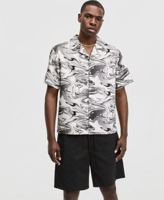 Men's Relaxed-Fit Water Camo Short-Sleeve Shirt