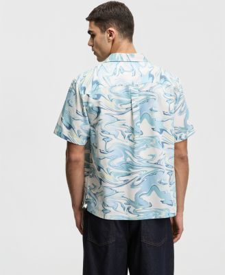 Men's Relaxed-Fit Water Camo Short-Sleeve Shirt
