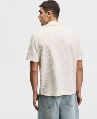 Men's Relaxed-Fit Boucle Short-Sleeve Camp Shirt