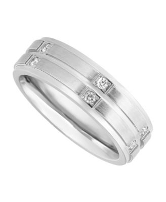 Men's Diamond Wedding Band Ring in Stainless Steel (1/6 ct. t.w.)