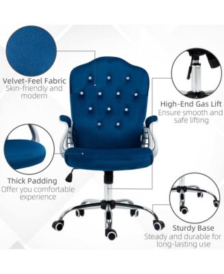 Home Office Chair Velvet Computer Chair Button Tufted with Swivel Wheels