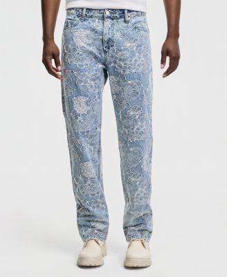 Men's Meadow Straight-Fit Floral Jacquard Jeans