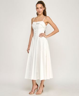 Juniors' Folded Square-Neck Sleeveless Midi Dress